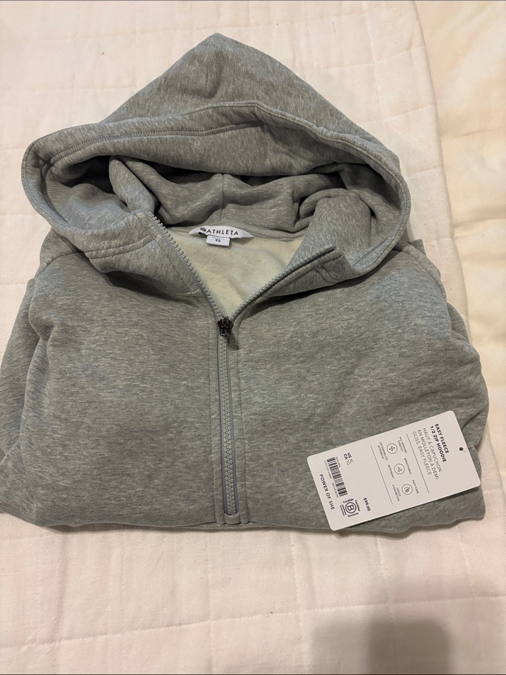 Athleta womens Gray Hooded half Zip sweatshirt